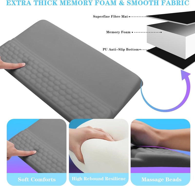 KEPUTAIER Computer Keyboard Stand with Wrist Rest, Ergonomic Tilted Keyboard Holder - Keyboard Riser with Wrist Pad - Keyboard Tray Support for Office Home - Gray - Image 4